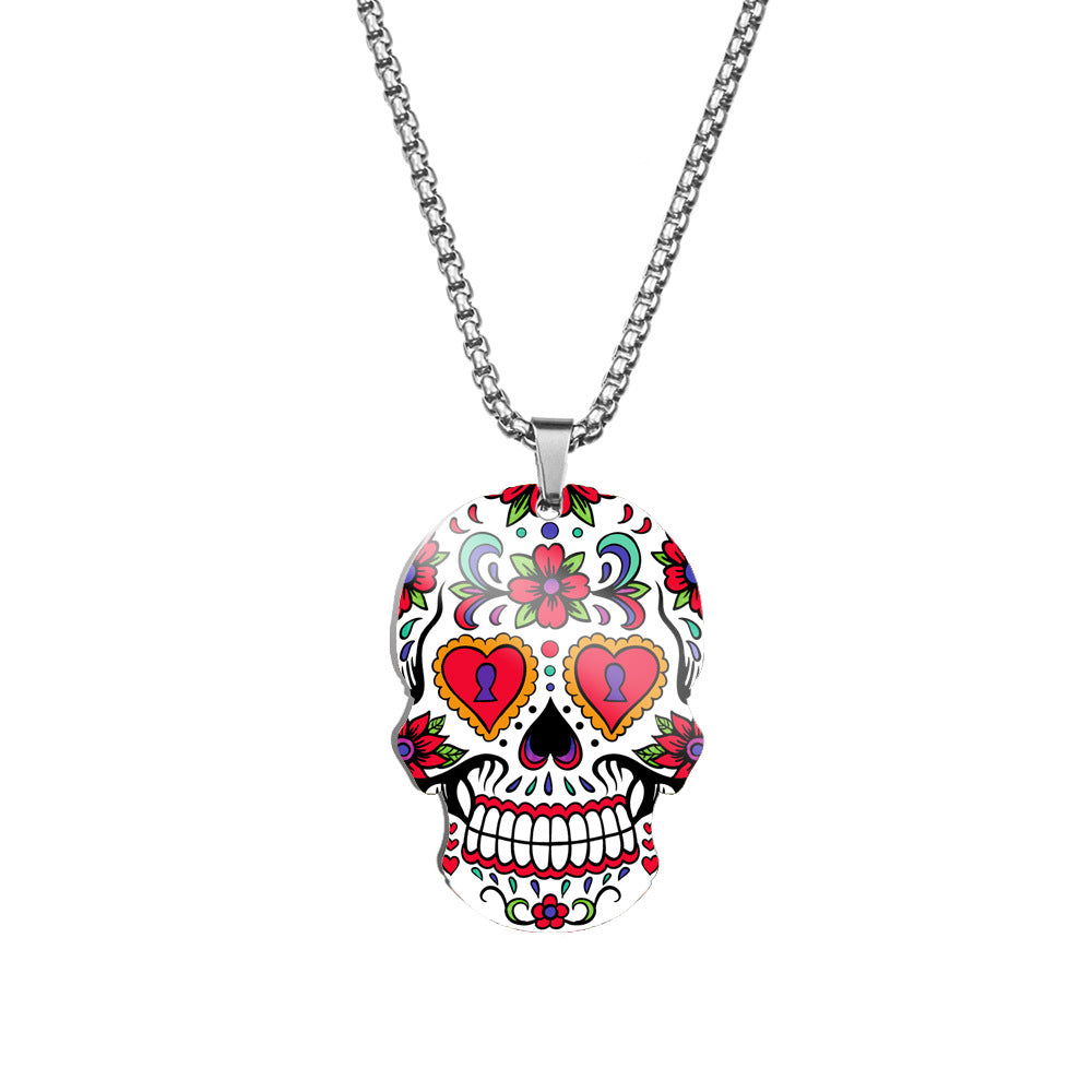 Wholesale Skull Colorful Titanium Necklace